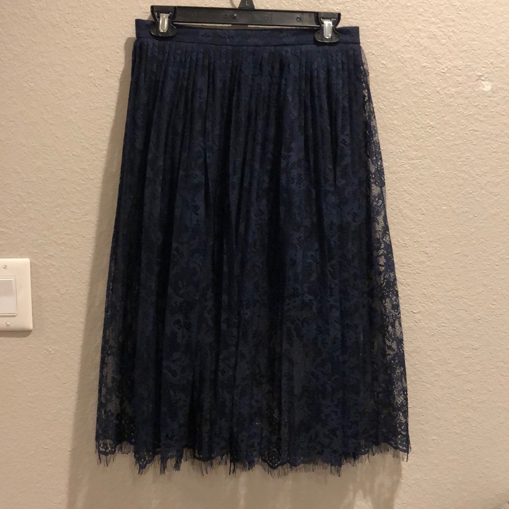 H&M Navy Blue Lace Midi Skirt